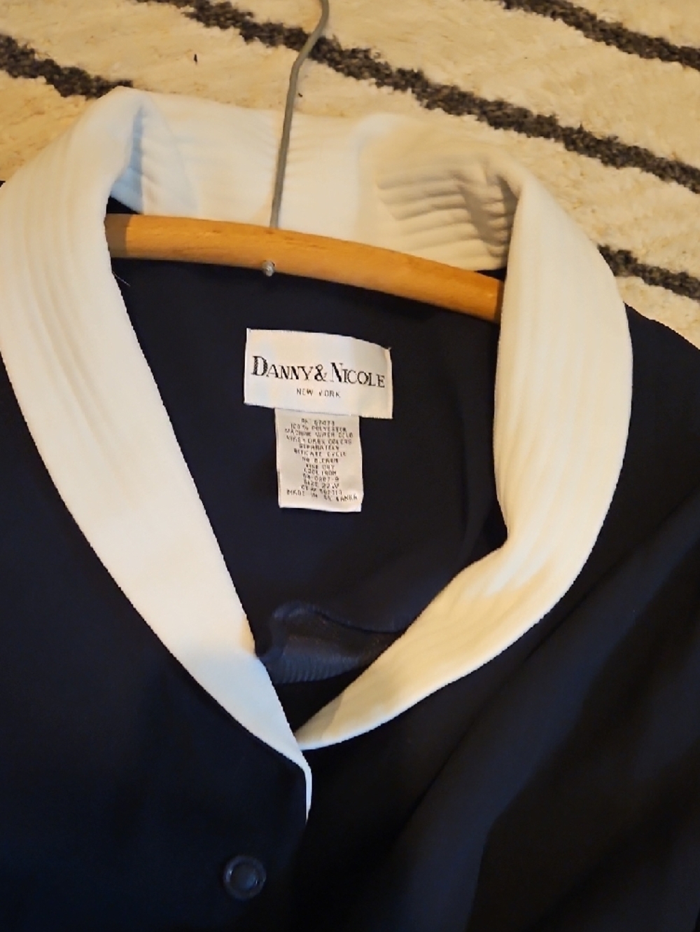 Danny & Nicole Dark Navy Dress with White Trim - Picture 4 of 6